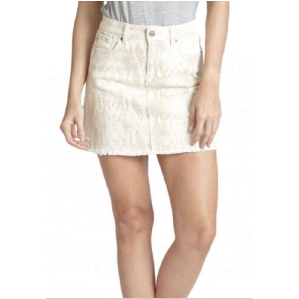 Dear John Women's Size 25 Kaylee Skirt  Snakeskin Denim Jean Frayed Hem Short